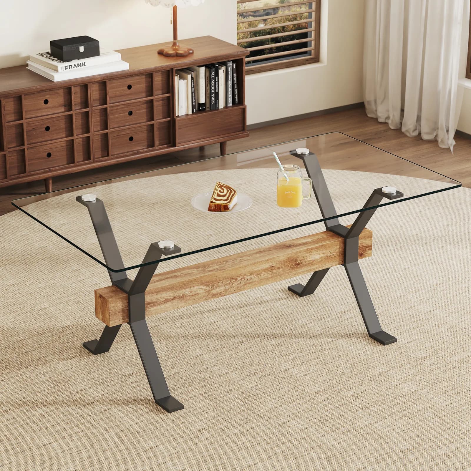 Dining table, Modern tempered glass dining table, Large modern office desk with black…