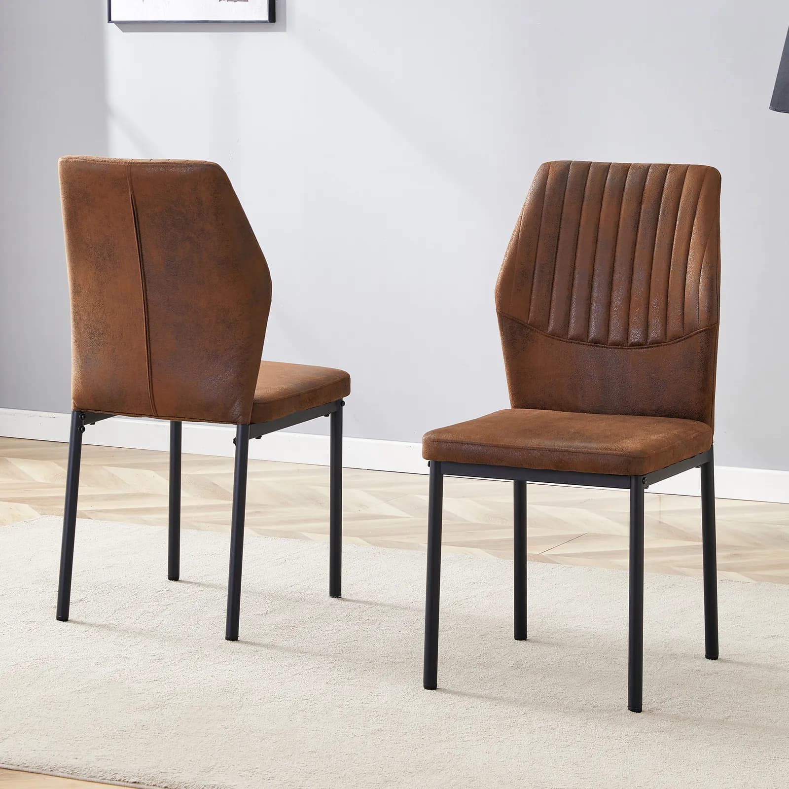 Luxury Simple Chair - Set of 2 Brown Technology Fabric Material High Resilience Dining…