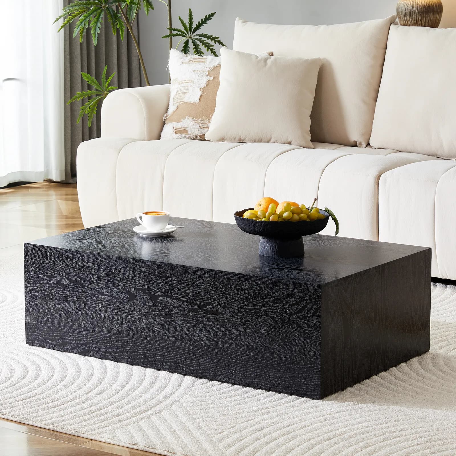 39, 3*21, 7*11, 8 Inch Black Wood Grain MDF Coffee Table - Luxurious Design, Perfect…