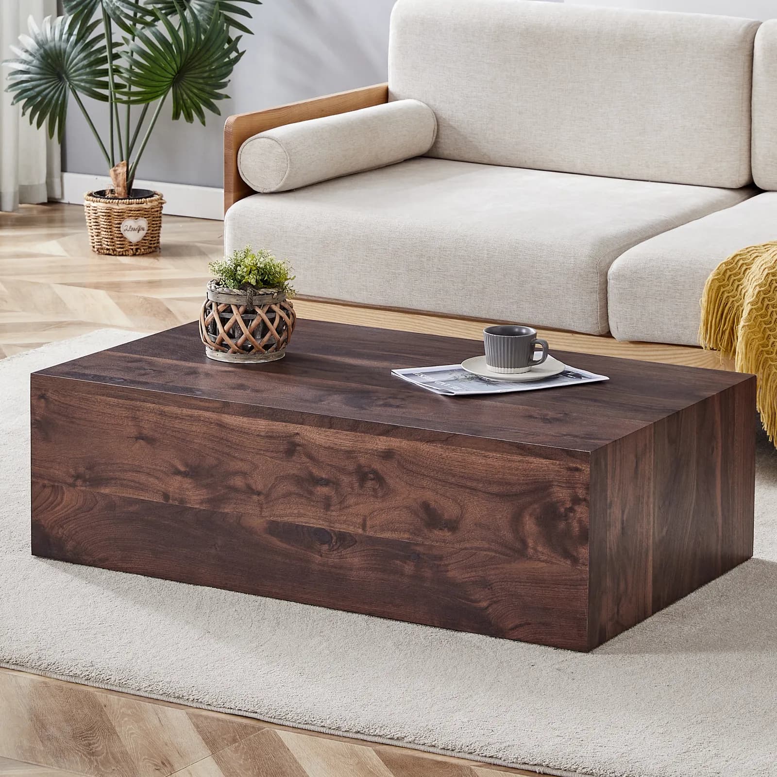 39, 3*21, 7*11, 8 Inch Walnut Wood Grain MDF Coffee Table - Luxurious Design, Perfect…