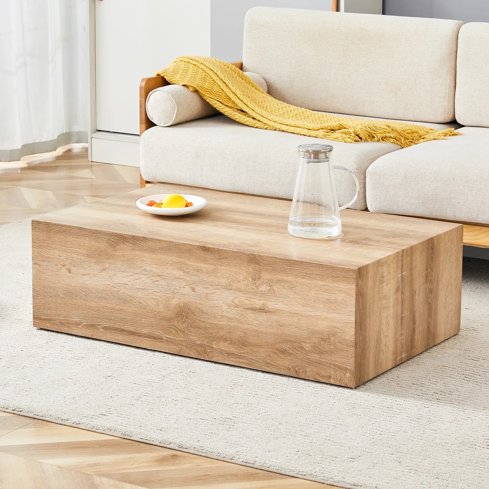 Elevate your living space with this modern MDF coffee table that showcases smooth, light…