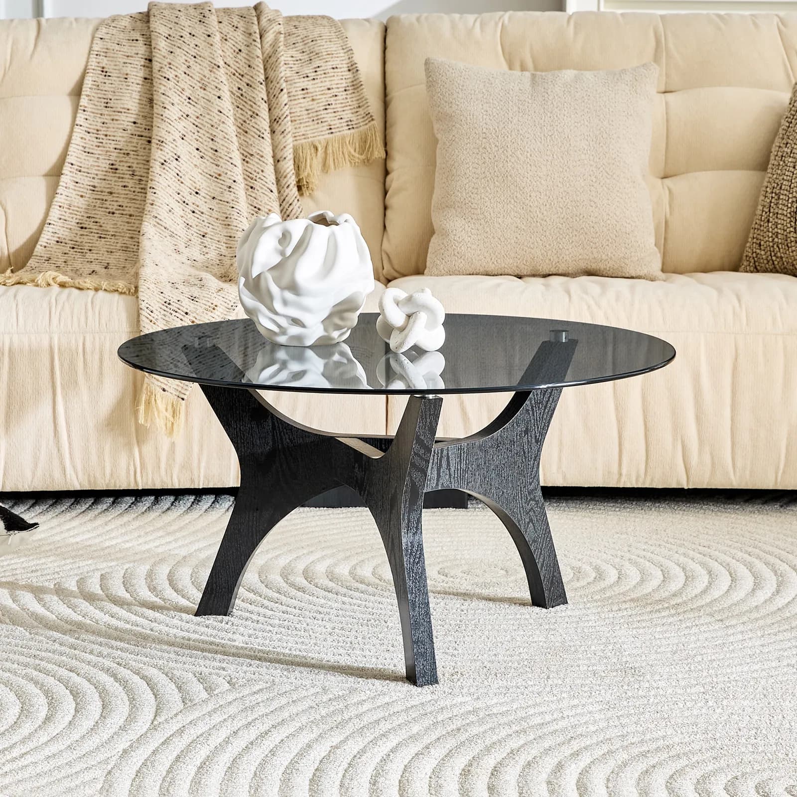 31, 5" Glass Coffee Table, Mid-Century Modern Style, Ideal as a Centerpiece for Living…