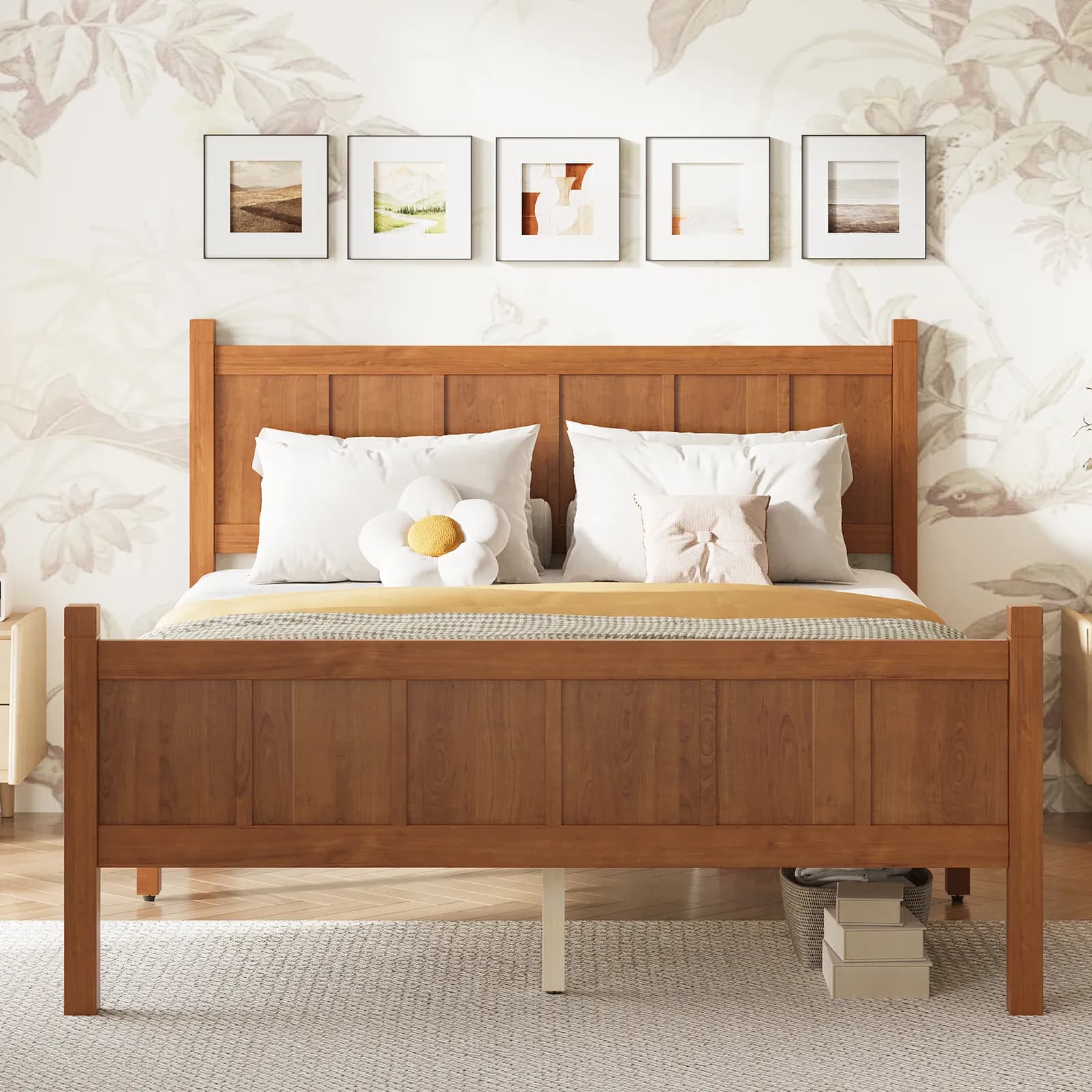 Full Size Flat Panel Bed with Headboard & Footboard, Minimalist Modern Platform Bed with…