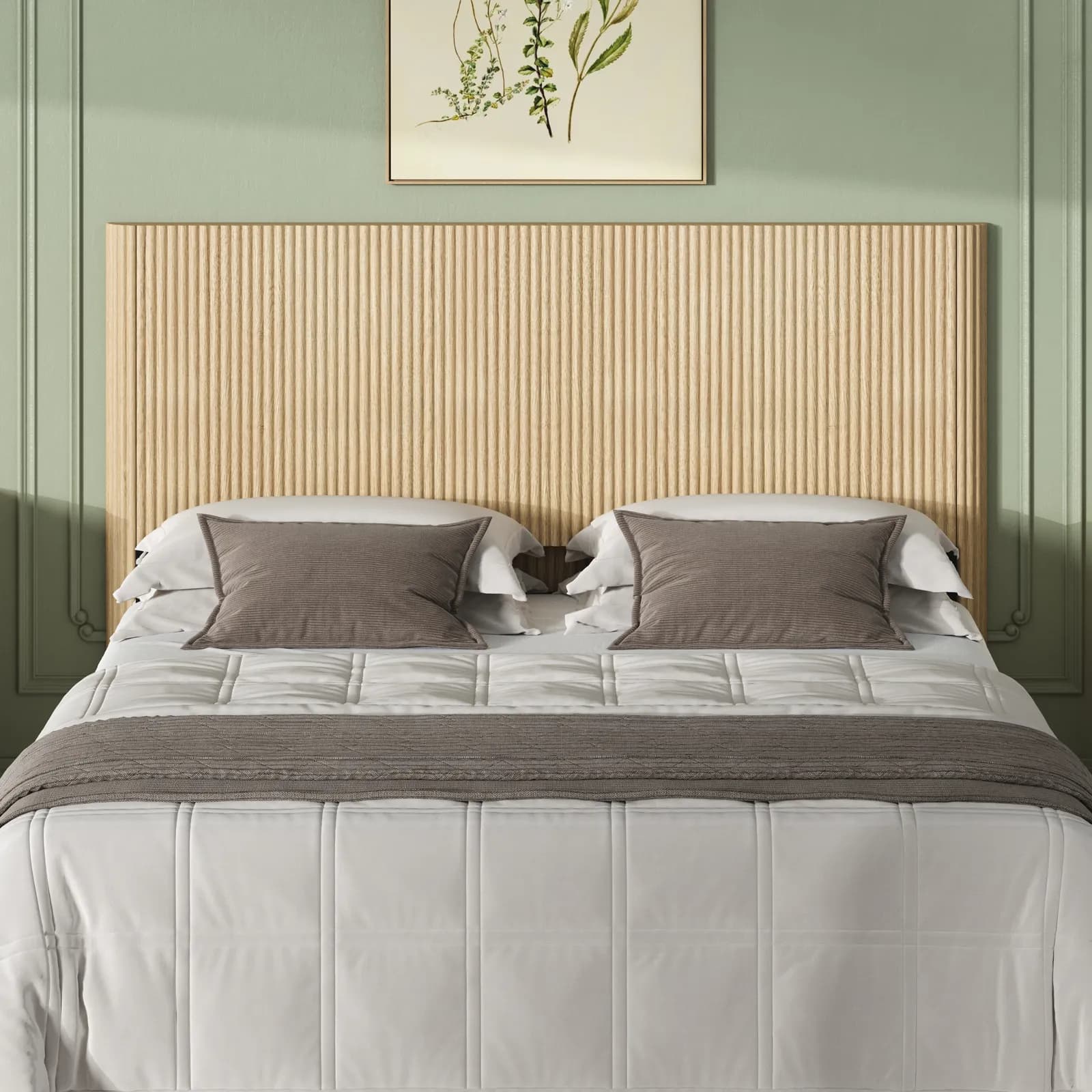 Modern Wooden Headboard with Arched Corrugated, Fits Queen Size Beds, Vertical Grain…