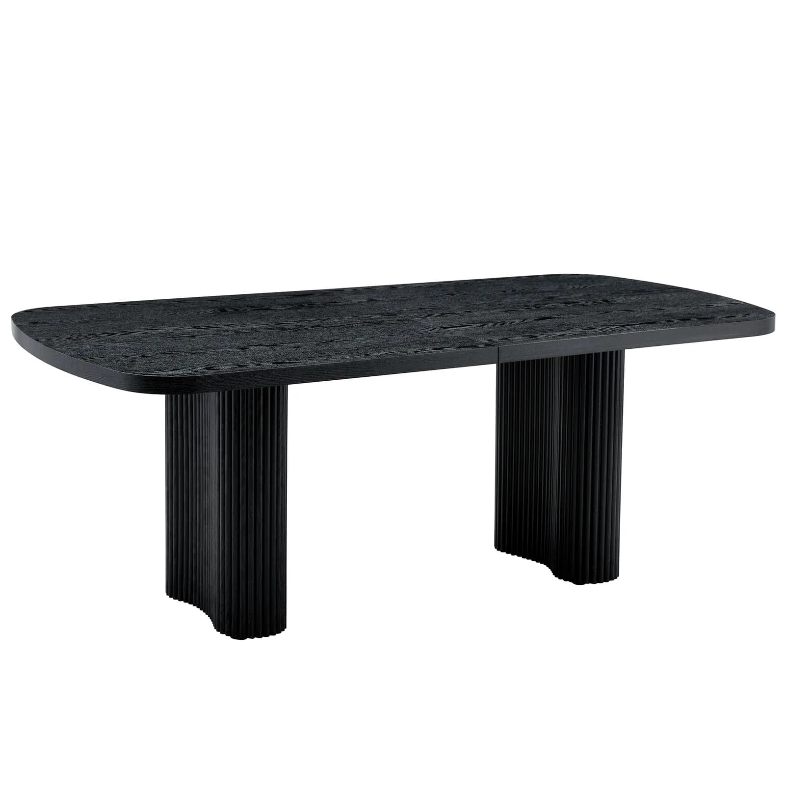78, 7 * 39, 3 inch Black MDF dining table - Roman column support, an elegant choice for…