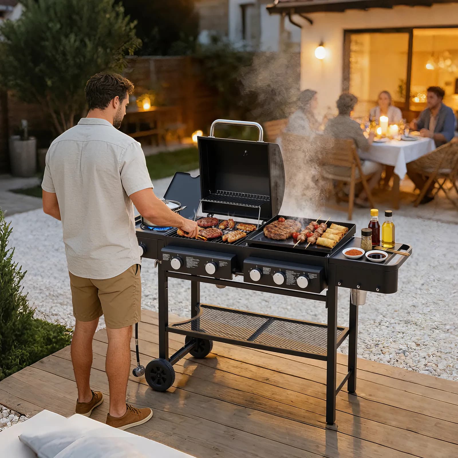 All-in-One Propane Gas Grill with Grilling & Griddling Functions, 745 Sq, Inch Cooking…