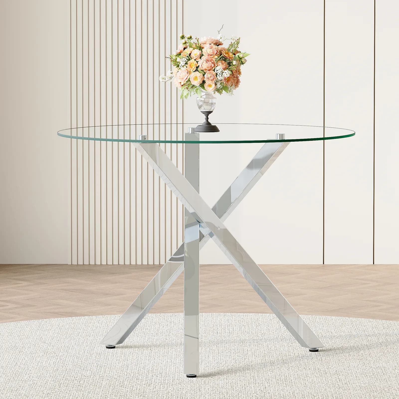 Round glass dining table suitable for 2-4 people: diameter 39 inches, height 30 inches,…