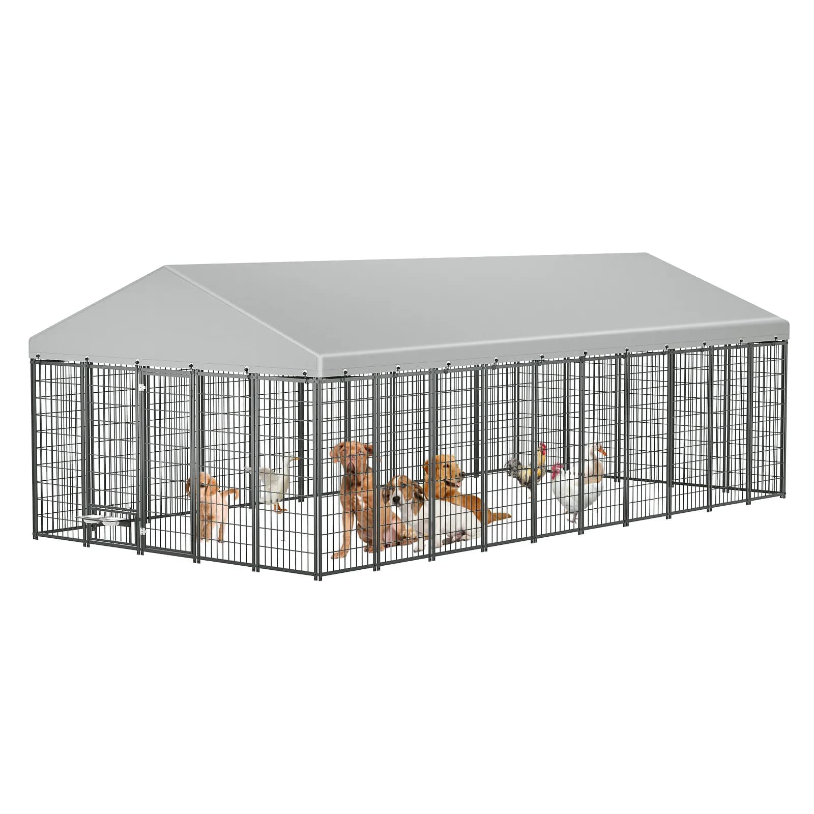 Large Dog Kennel Outdoor Pet Pens Dogs Run Enclosure Animal Hutch Metal Coop Fence with…