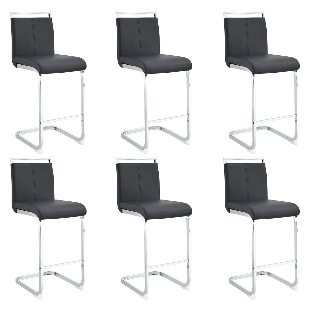 Modern PU leather upholstered bar chair with C-tube chrome metal legs, suitable for…