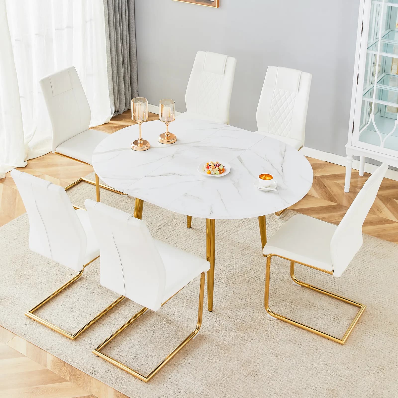 Table and chair set, Extendable MDF Dining Table, The pull-out table is ideal for a wide…