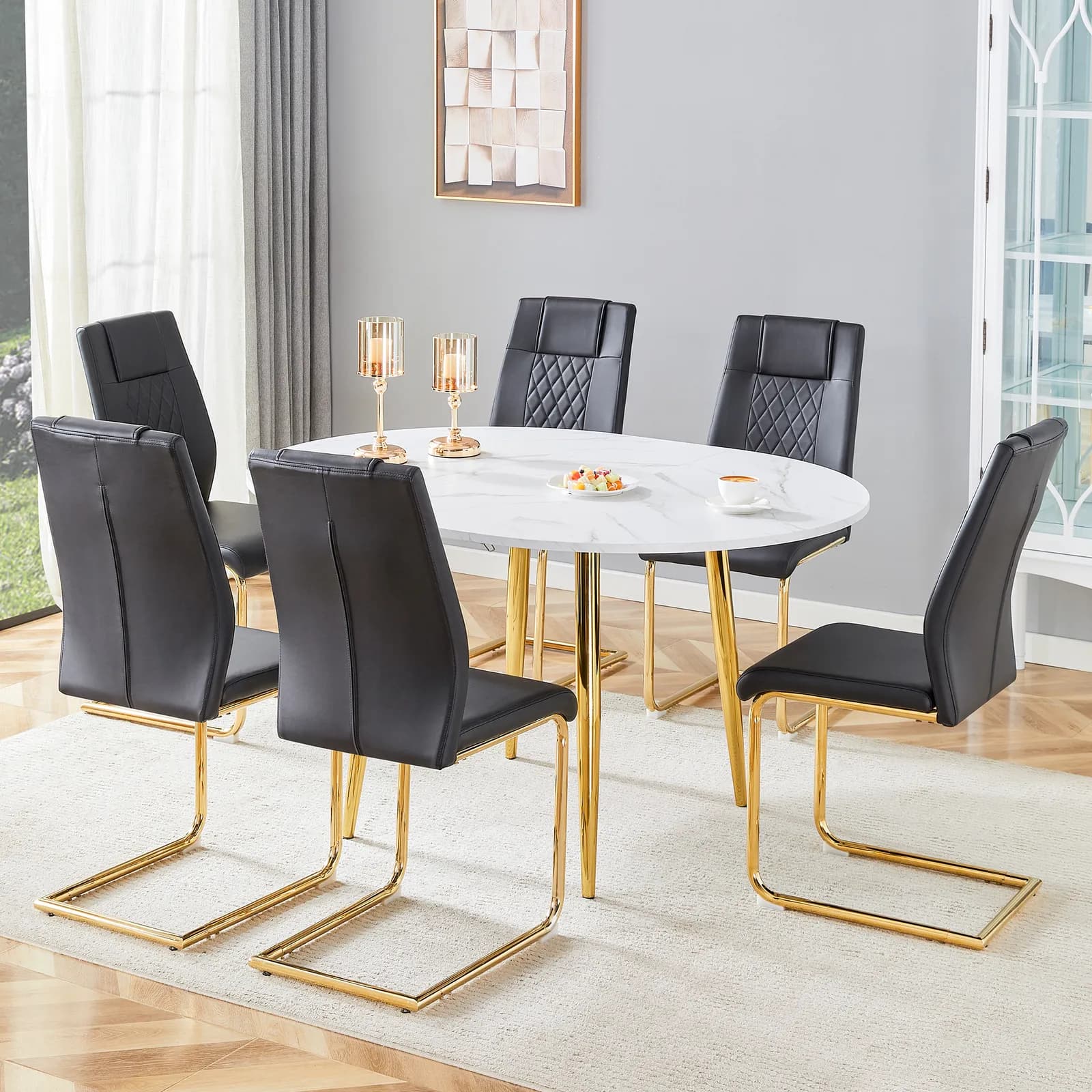 Table and chair set, Extendable MDF Dining Table, The pull-out table is ideal for a wide…