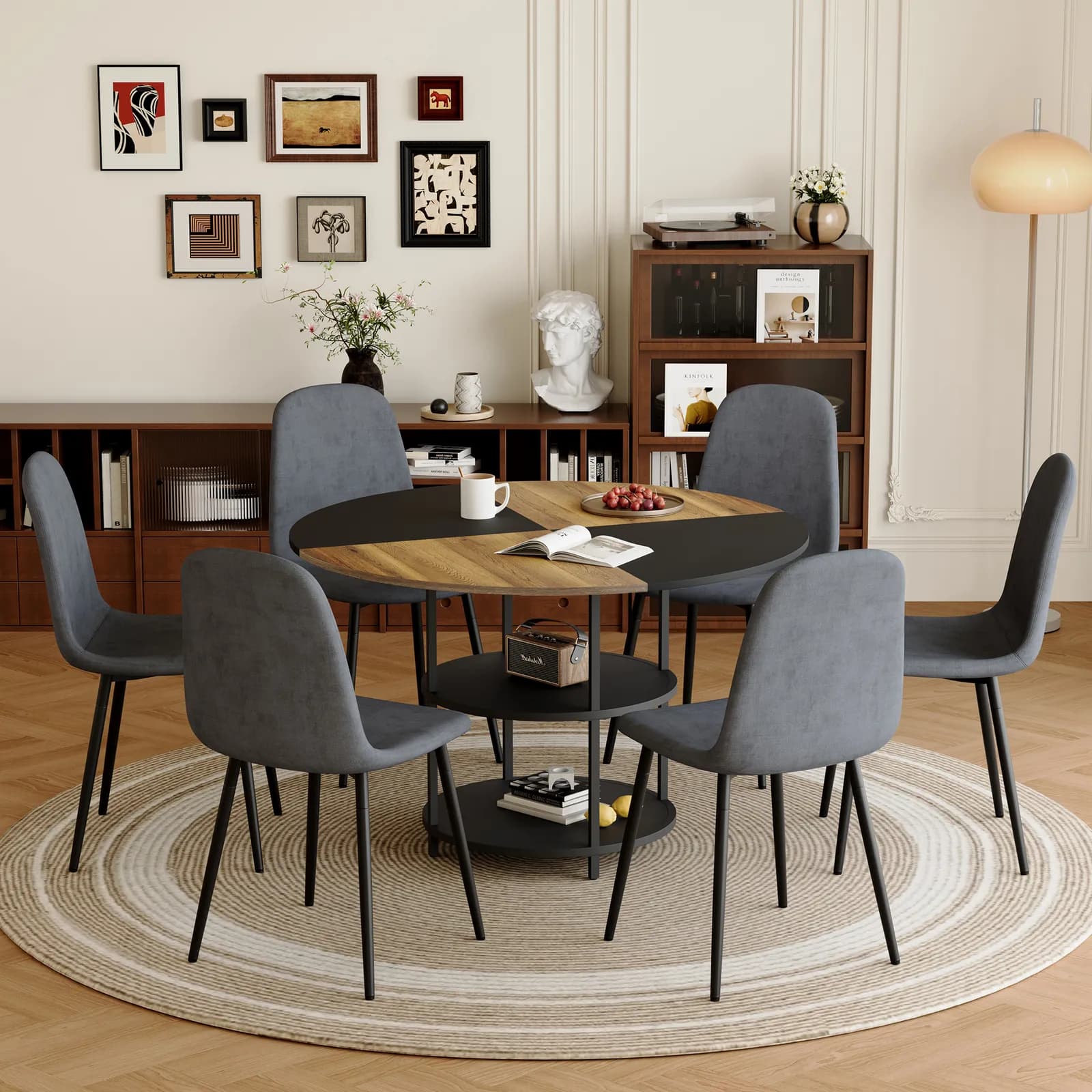 Table and chair set, A 47, 3-inch diameter modern splicing circular dining table -…