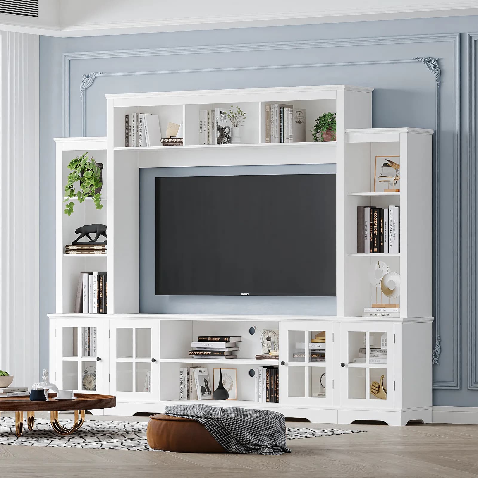 Wall Unit TV Stand with Storage Large Entertainment Center with Bookshelves for TVs up to…