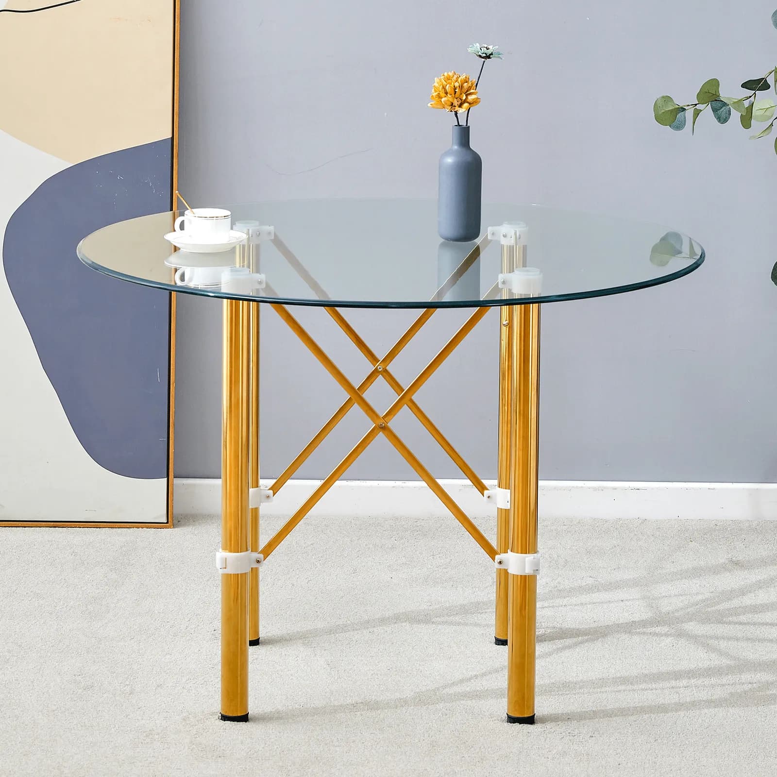 Elegant Transparent Round Glass Table -39, 7 Inch Diameter Transparent Round Tempered…