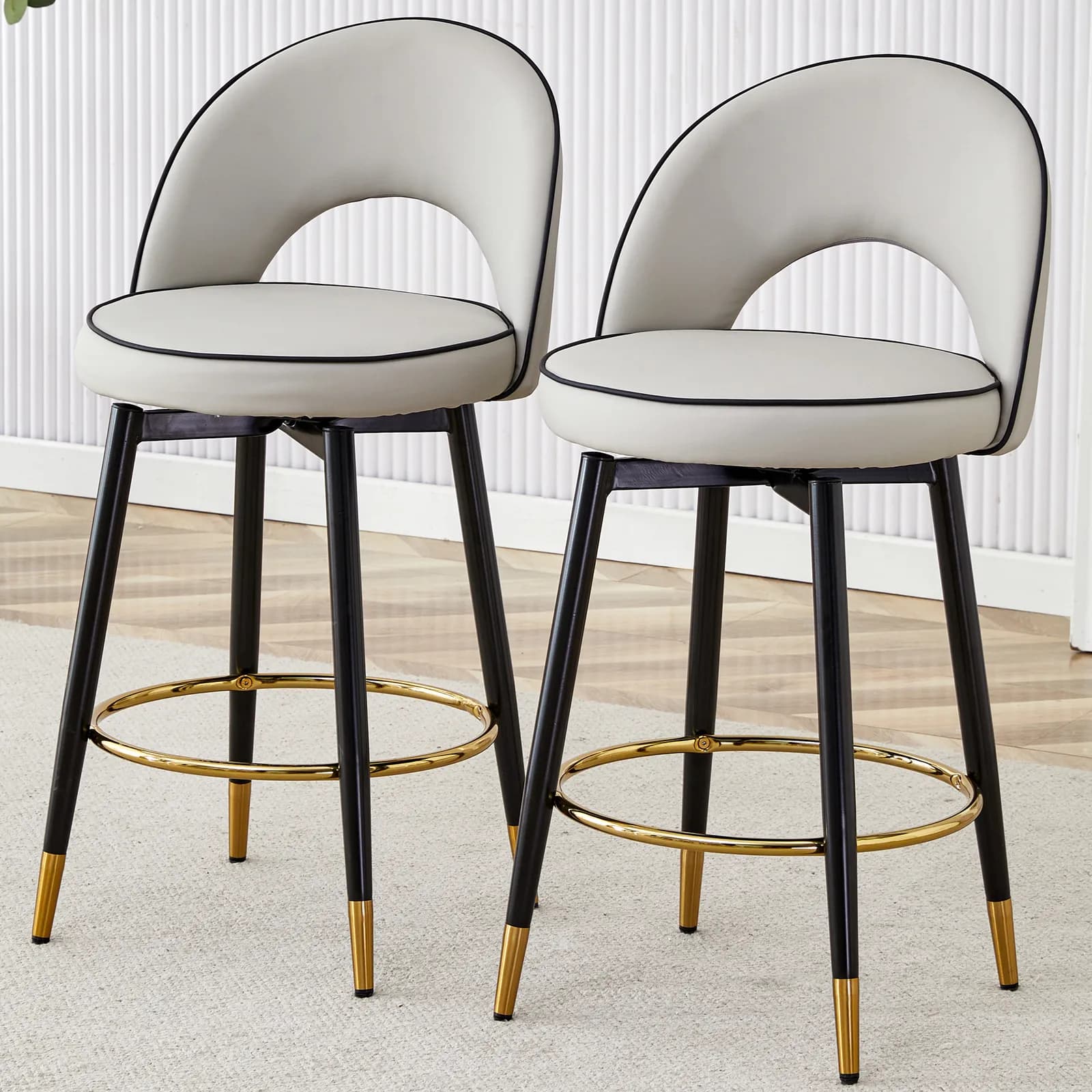 360 ° rotatable bar chair, Modern PU comfortable upholstered bar chair with smooth and…