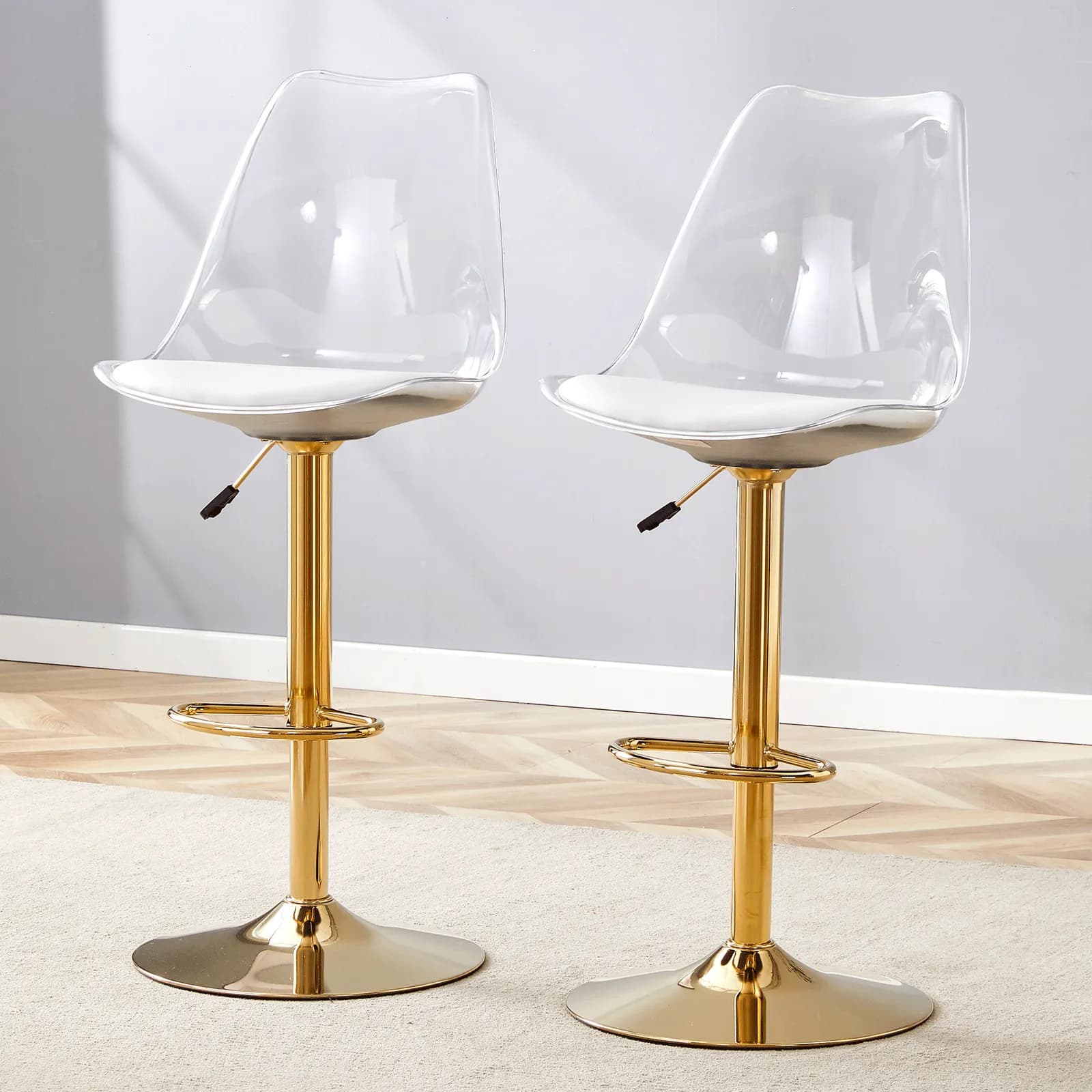 Modern minimalist bar chairs and bar stools, Can rotate 360 ° and adjust lifting, PET…