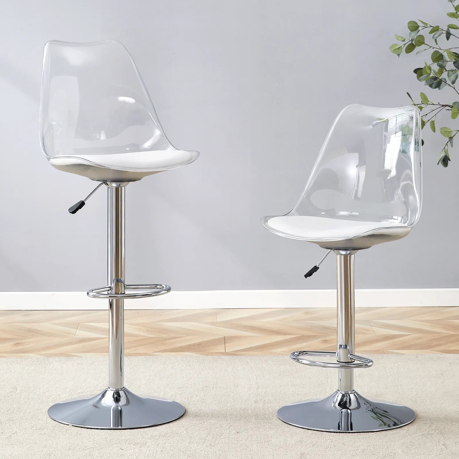Modern minimalist bar chairs and bar stools, Can rotate 360 ° and adjust lifting, PET…