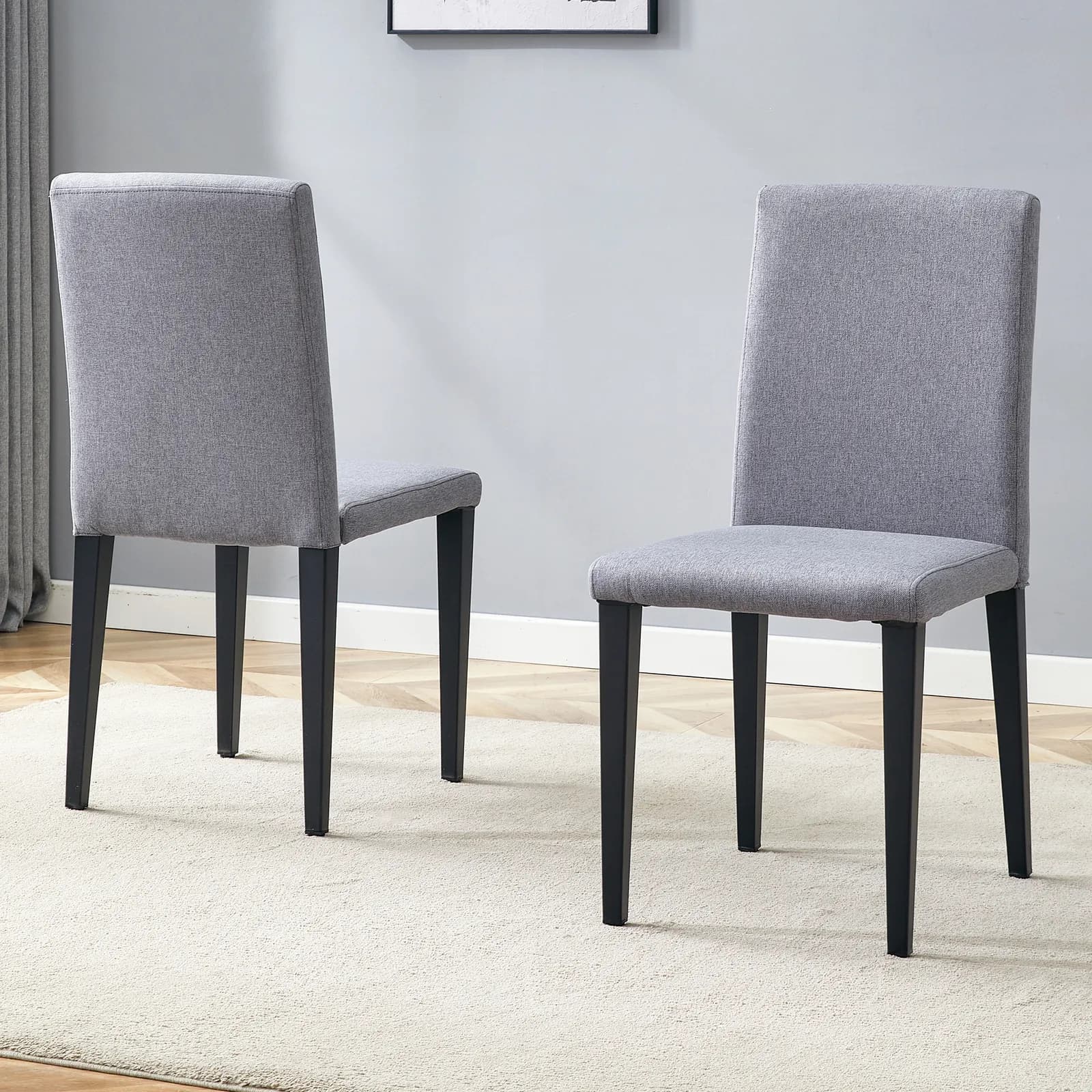 Two Light Gray Linen-Cotton dining chairs, simple and versatile, comfortable and…