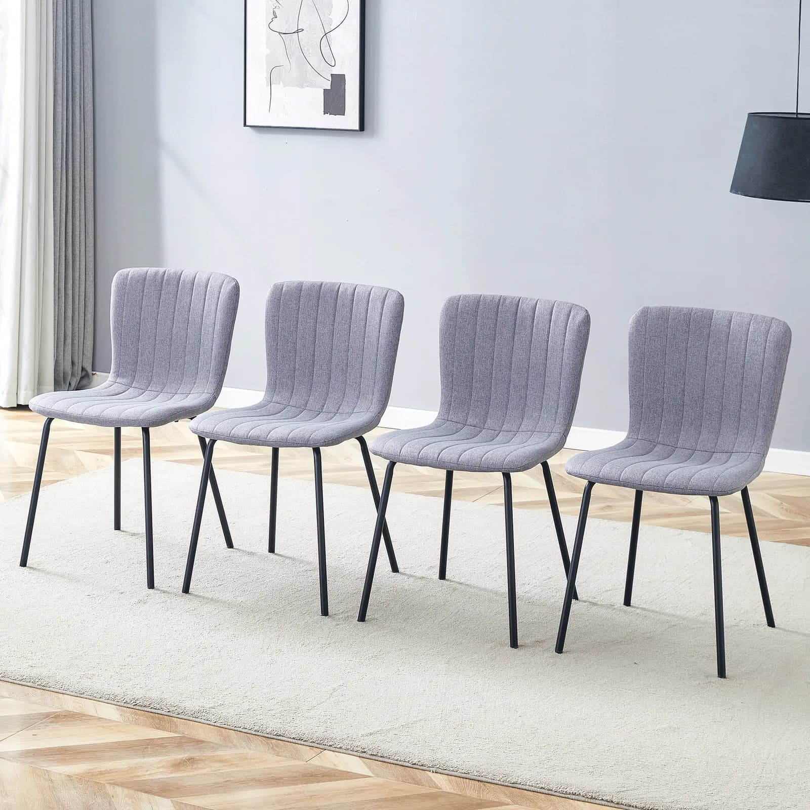 Luxury Minimalist Chairs - A set of 4 high quality dining chairs with black metal legs,…