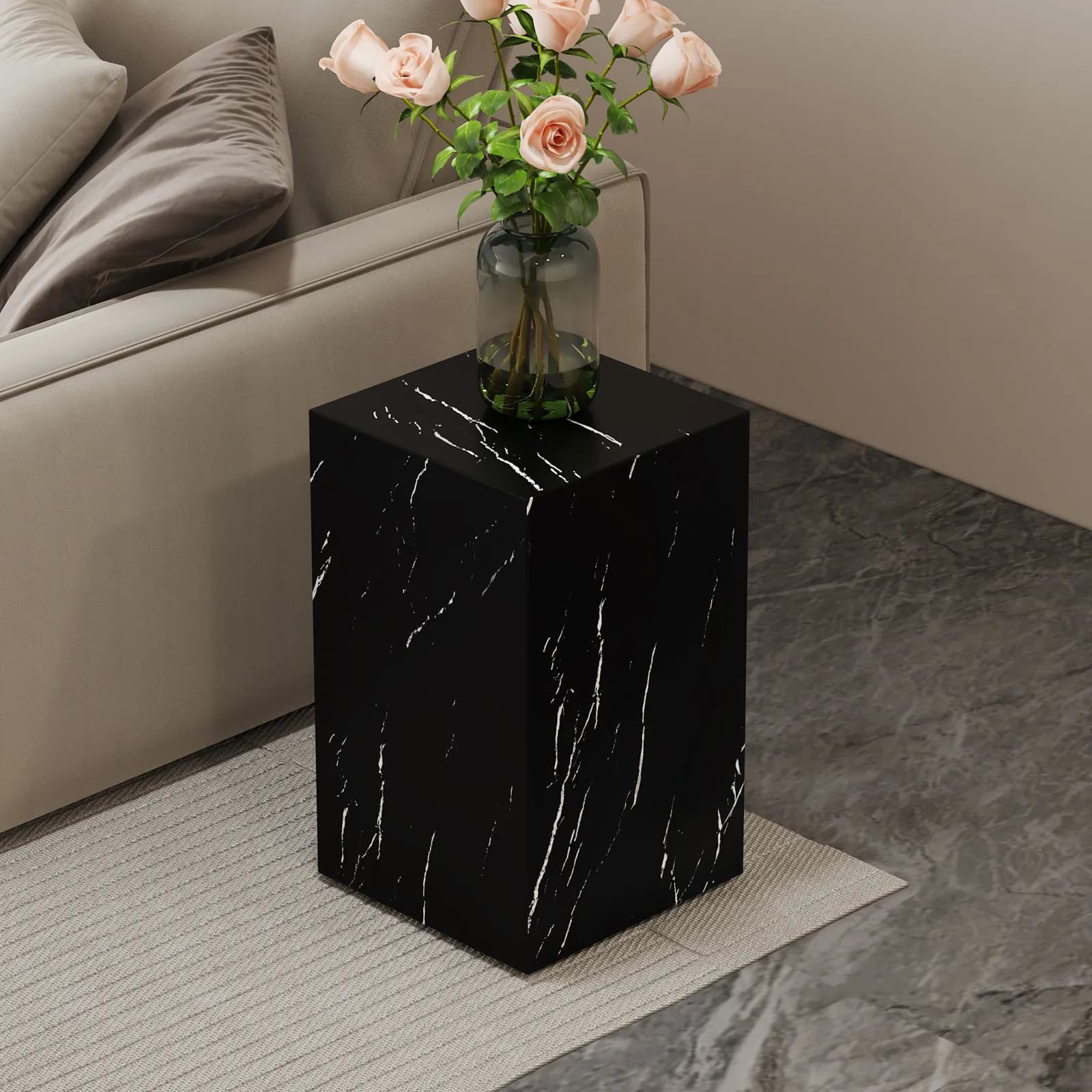 11, 8*11, 8*19, 7 Inch Black Marble Texture MDF Coffee Table - Luxurious Design, Perfect…