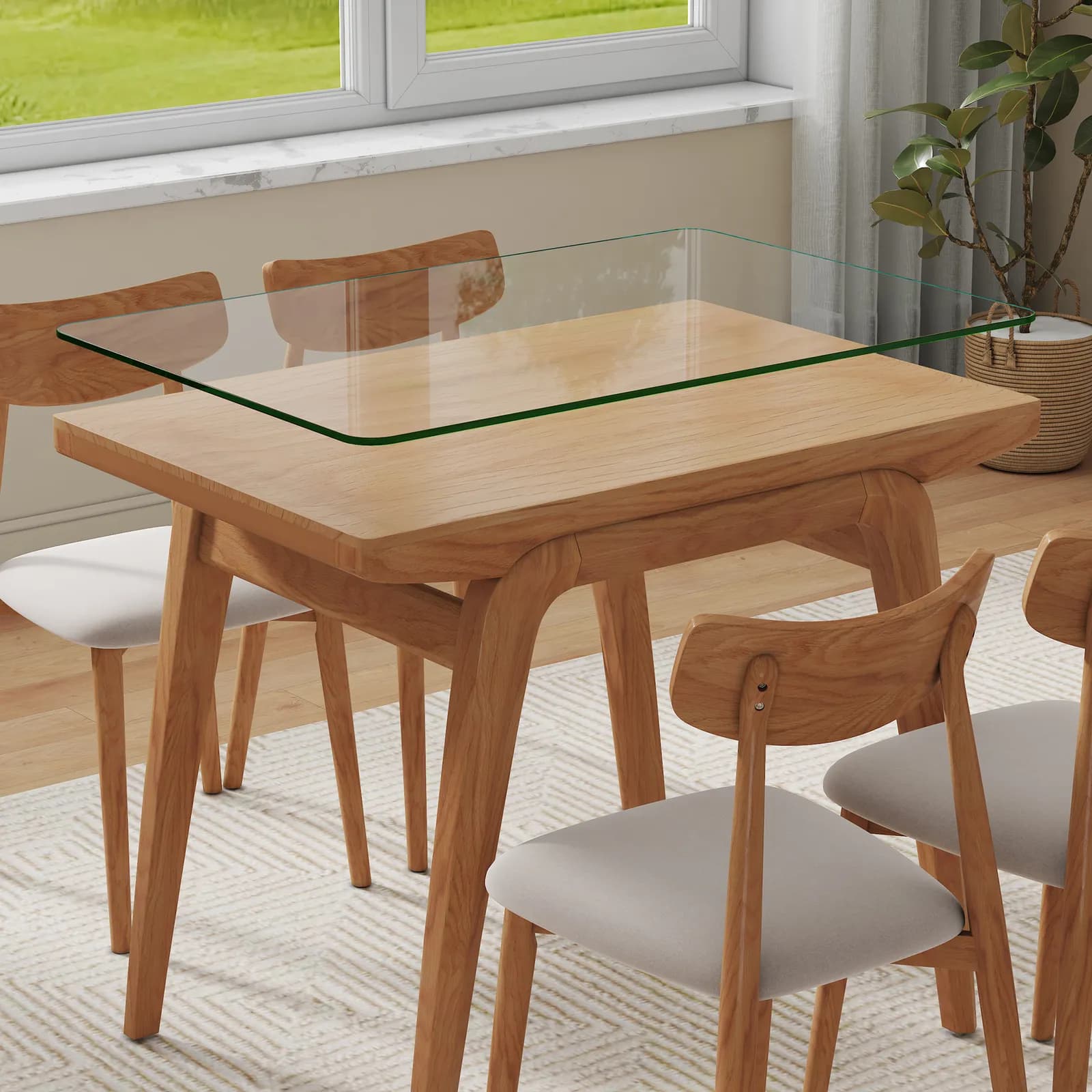 ONLY Separate Glass Tabletop, 24*36 inch Rectangular heat-resistant Transparent Tempered…