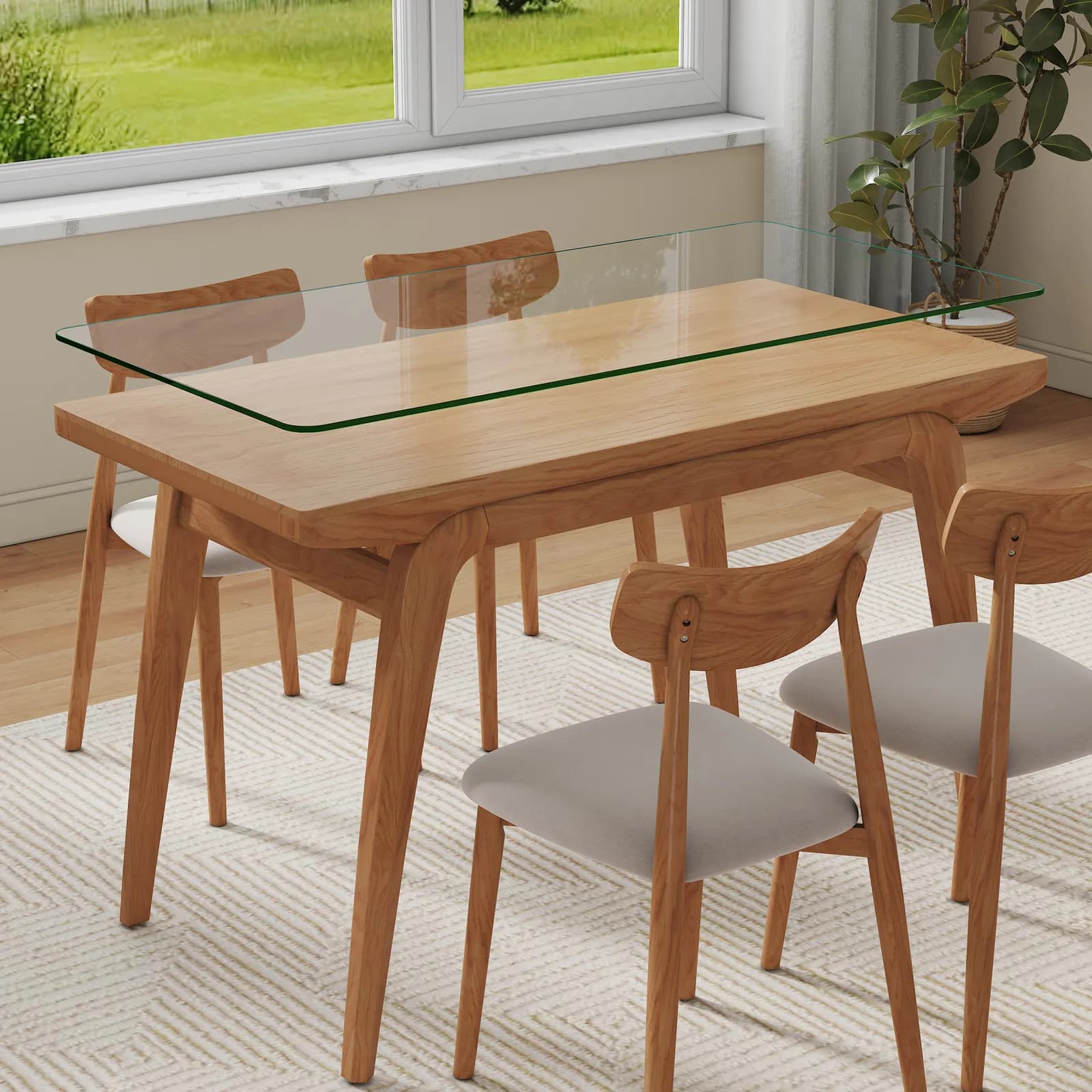 ONLY Separate Glass Tabletop, 24*48 inch Rectangular heat-resistant Transparent Tempered…