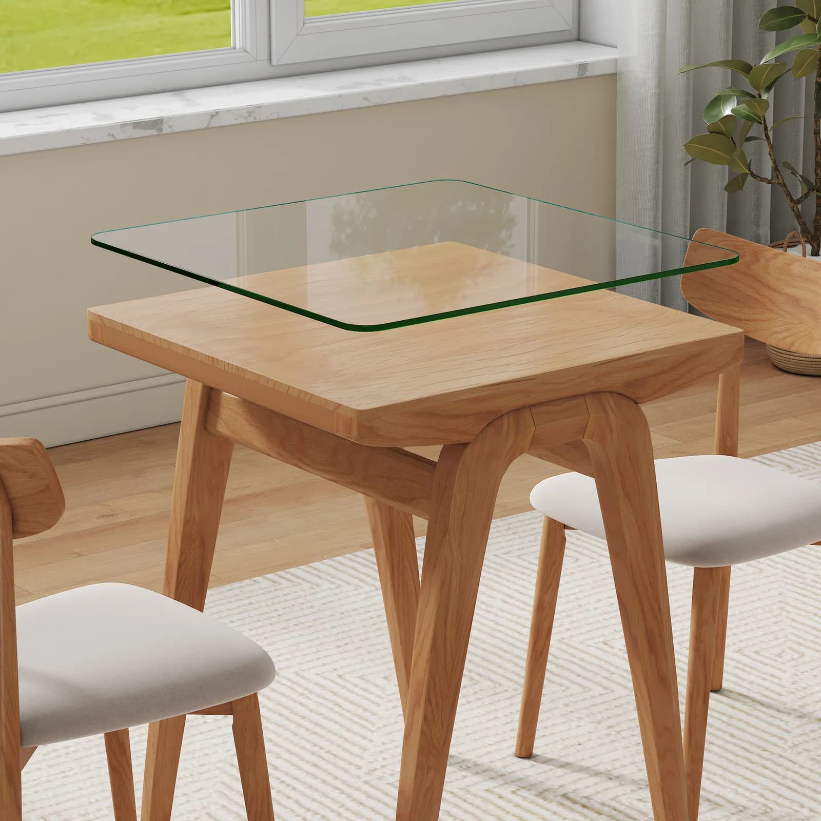 ONLY Separate Glass Tabletop, 24-inch Square Heat-Resistant Clear Tempered Glass Table…