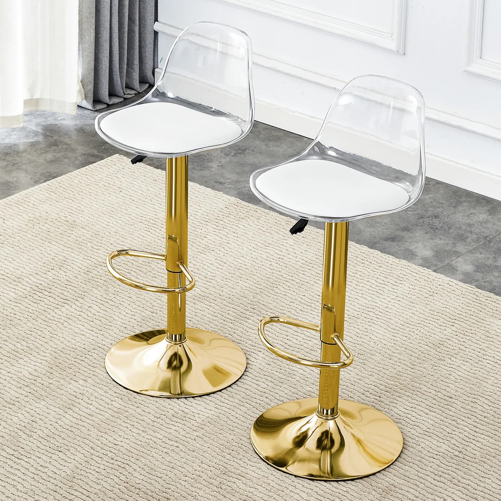 Modern minimalist bar chairs and bar stools, Can rotate 360 ° and adjust lifting, PET…