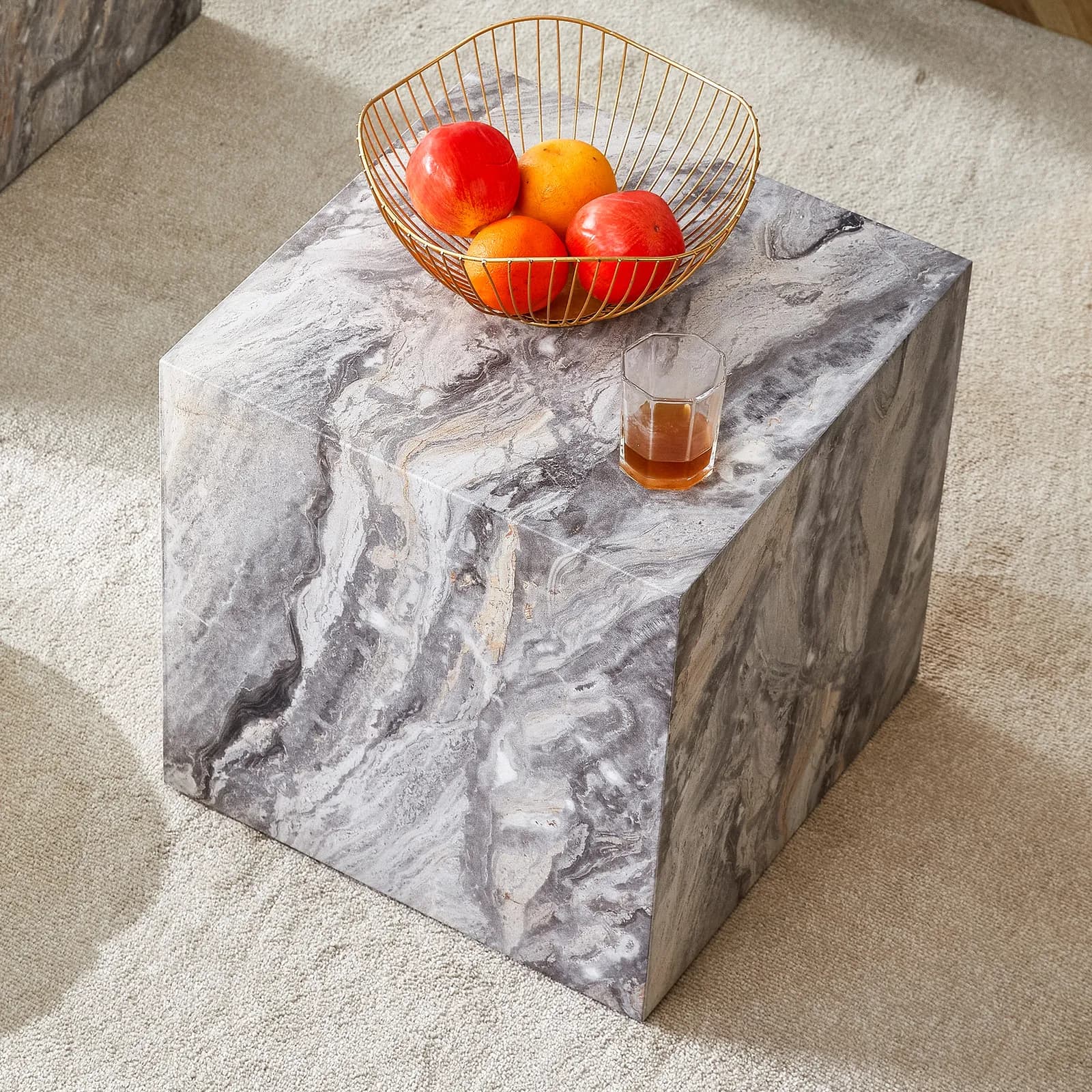 Elevate your living space with this modern MDF coffee table, which showcases gray…
