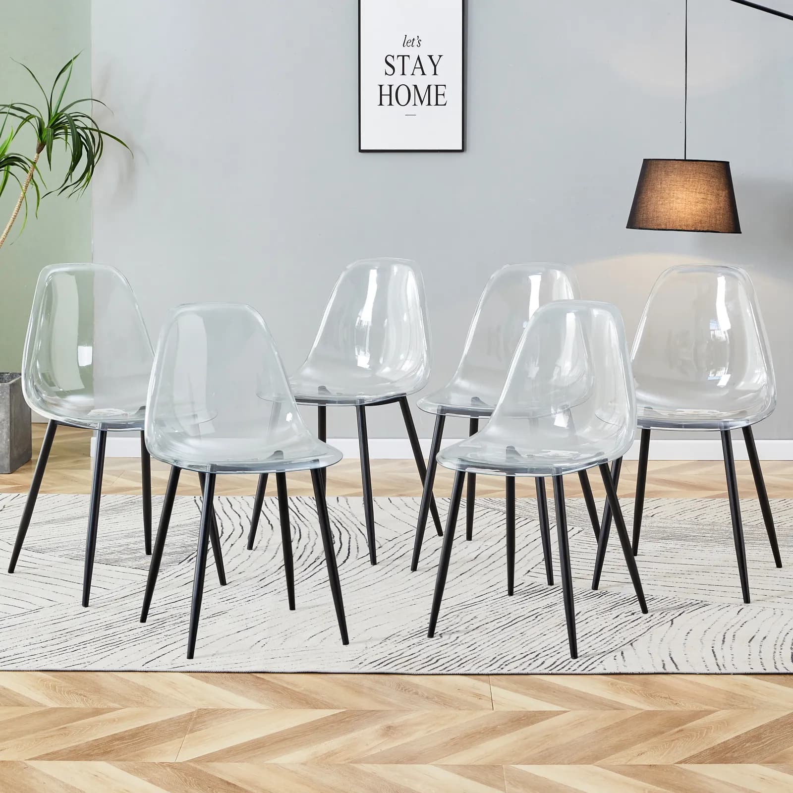Modern minimalist transparent dining chair, plastic chair, armless crystal chair, Nordic…