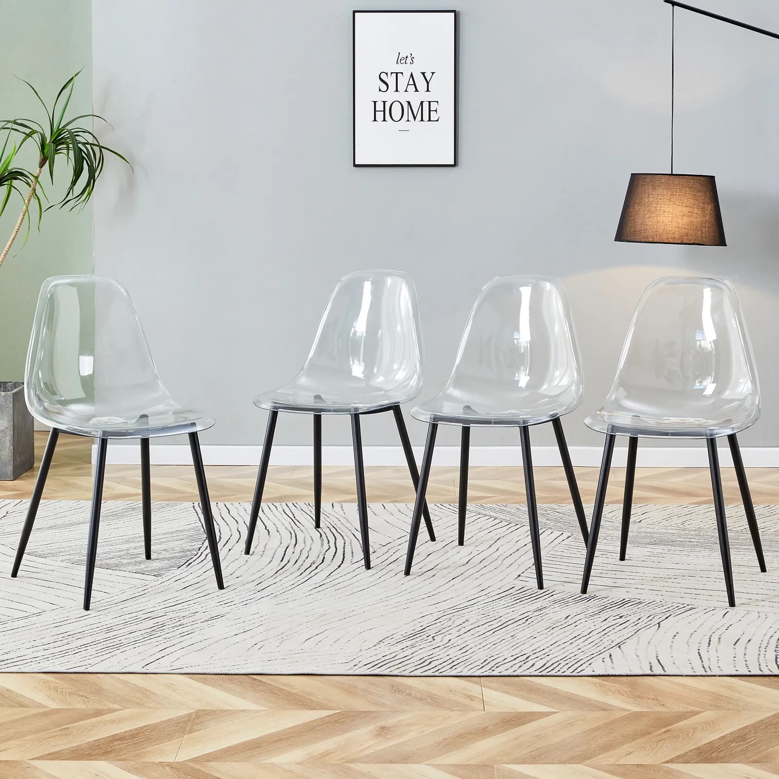 Modern minimalist transparent dining chair, plastic chair, armless crystal chair, Nordic…