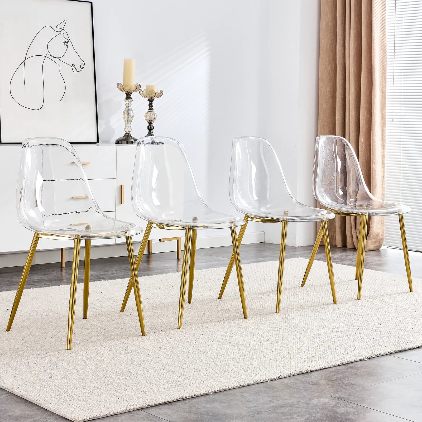 Modern simple transparent dining chair plastic chair armless crystal chair Nordic…