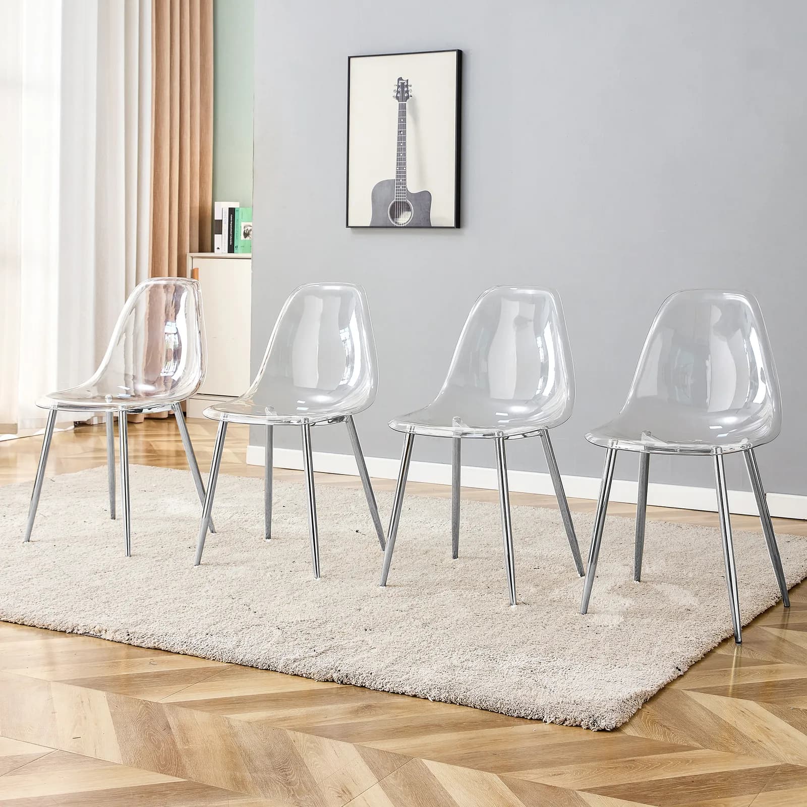 Modern simple transparent dining chair plastic chair armless crystal chair Nordic…