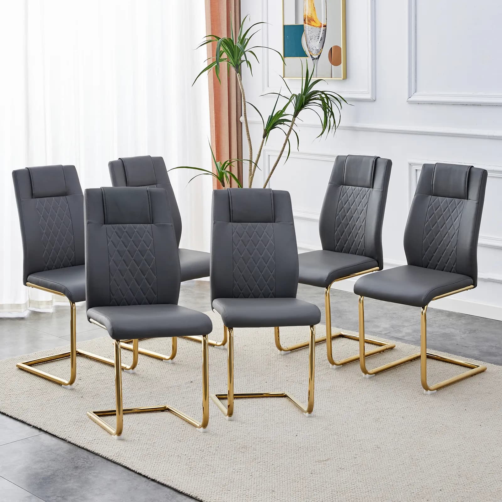 Comes with faux leather cushioned seats, living room chairs with metal legs, suitable for…
