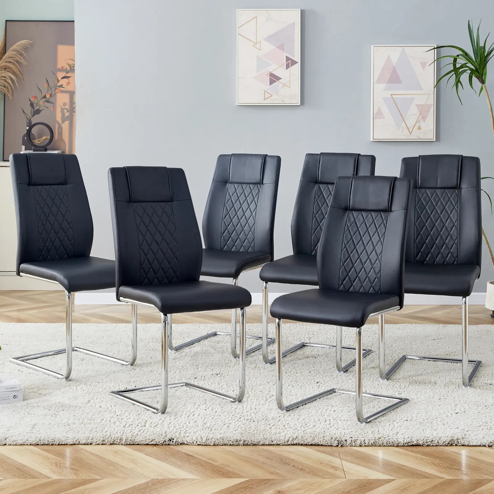 Modern Dining Chairs with Faux Leather Padded Seat Dining Living Room Chairs Upholstered…