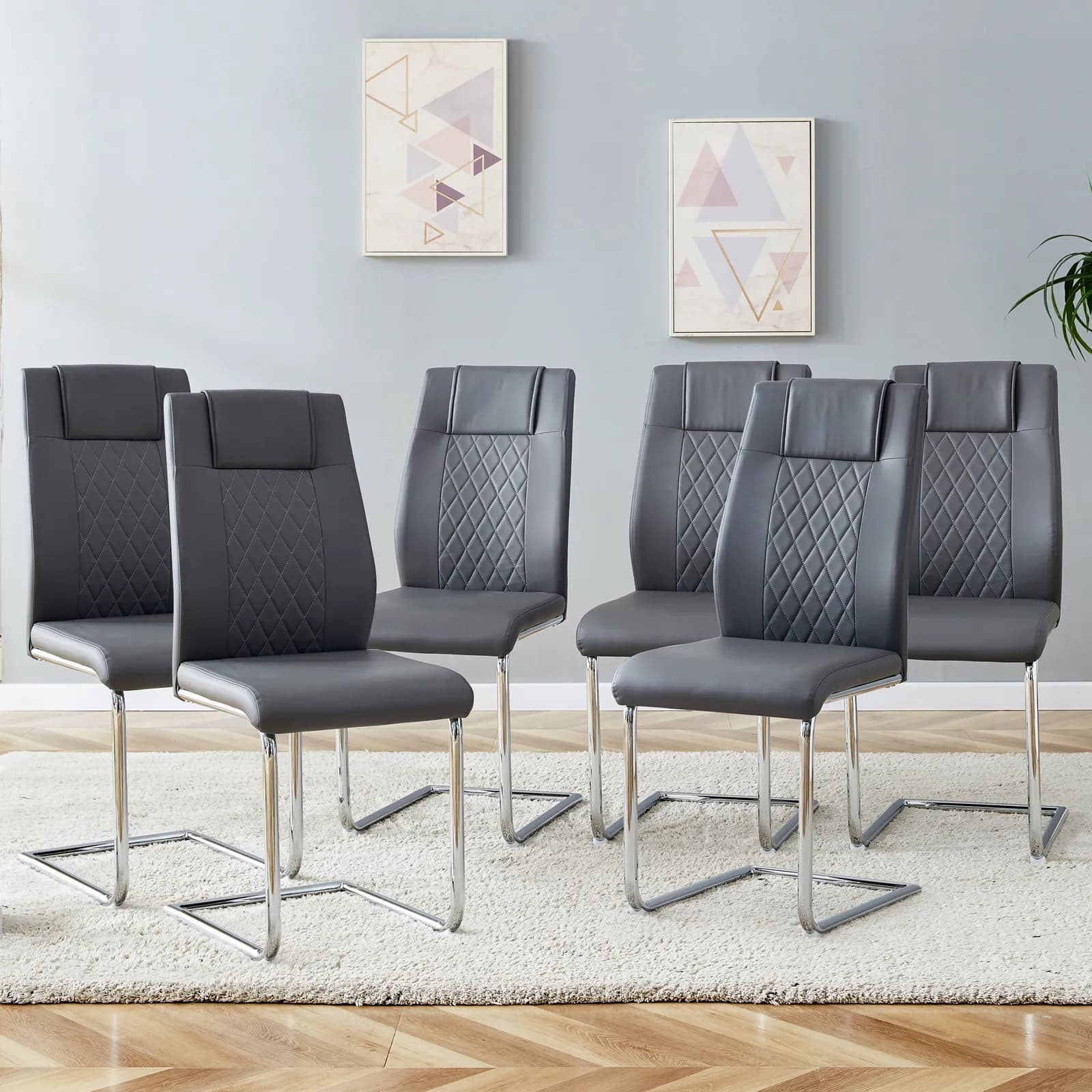 Modern Dining Chairs with Faux Leather Padded Seat Dining Living Room Chairs Upholstered…