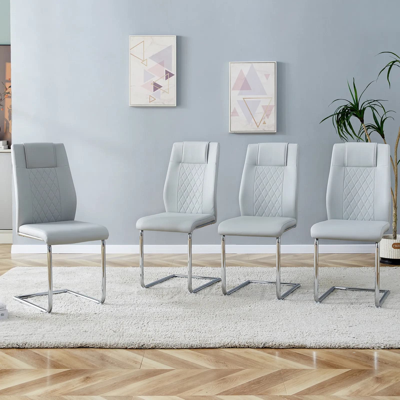 Equipped with faux leather cushioned seats - living room chairs with metal legs, suitable…
