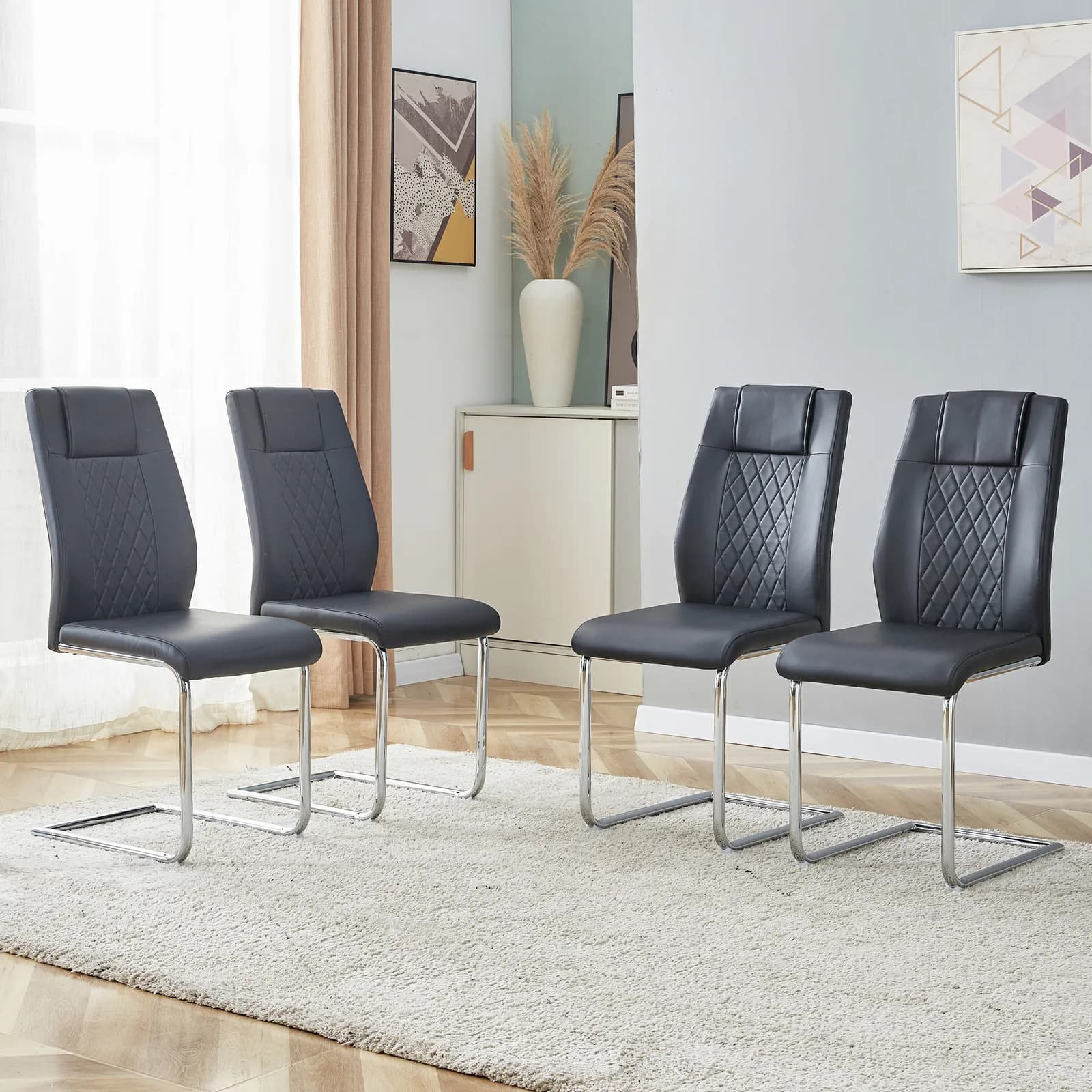 Modern Dining Chairs with Faux Leather Padded Seat Dining Living Room Chairs Upholstered…